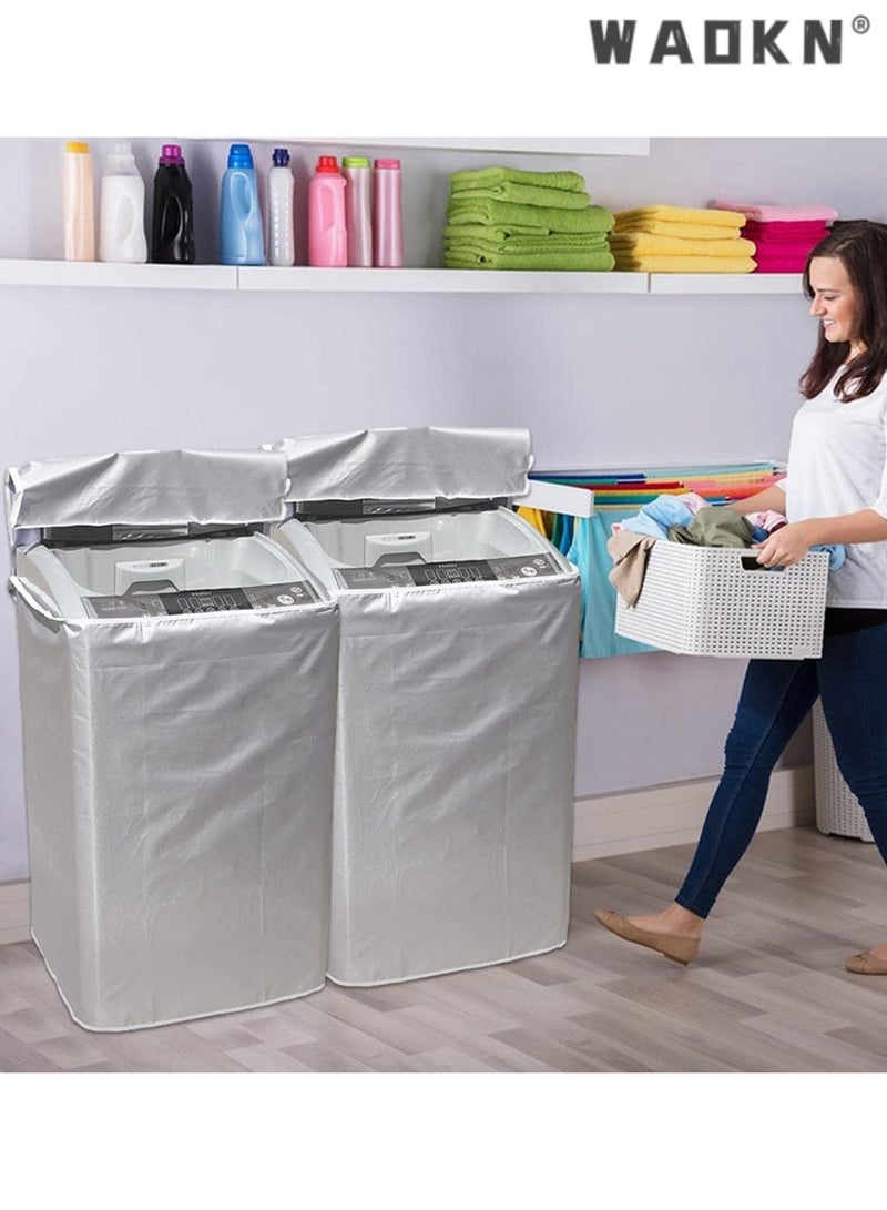 WAOKN Washer and Dryer Covers, Top Load Washing Machine Cover Laundry Dryer Protective Cover - Dustproof Waterproof Design for Easy Use, Fit for Most Front-loading Machines, Universal Fit - Image 5