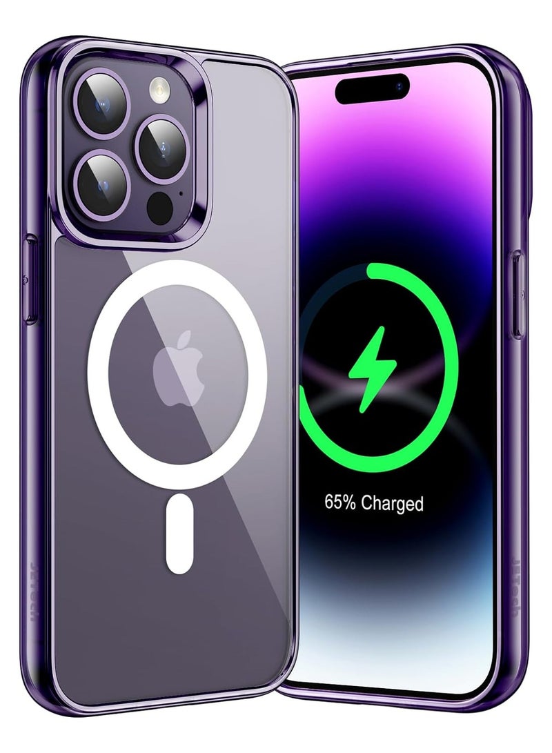 Magnetic Case for iPhone 14 Pro Max 6.7-Inch Compatible with MagSafe Wireless Charging, Shockproof Phone Bumper Cover, Anti-Scratch Clear Back (Deep Purple) - Image 1