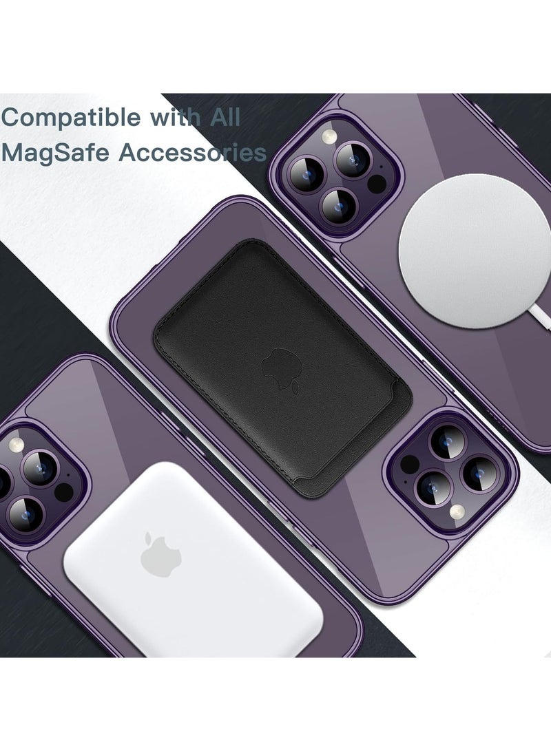 Magnetic Case for iPhone 14 Pro Max 6.7-Inch Compatible with MagSafe Wireless Charging, Shockproof Phone Bumper Cover, Anti-Scratch Clear Back (Deep Purple) - Image 2