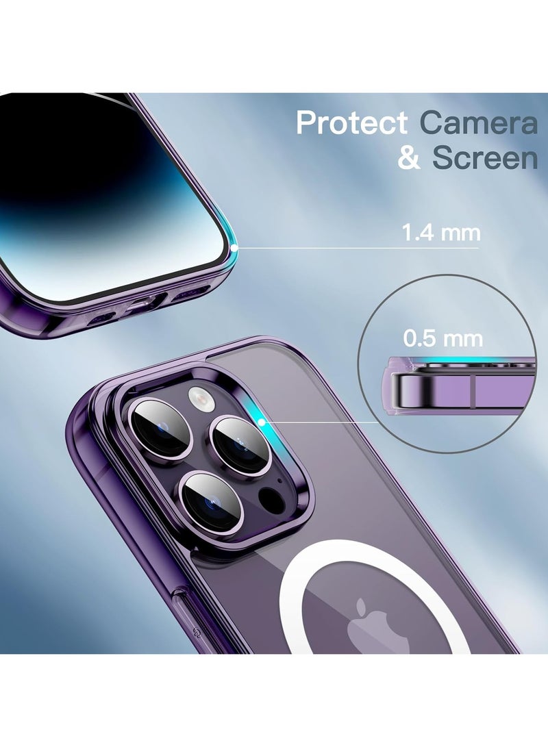 Magnetic Case for iPhone 14 Pro Max 6.7-Inch Compatible with MagSafe Wireless Charging, Shockproof Phone Bumper Cover, Anti-Scratch Clear Back (Deep Purple) - Image 3