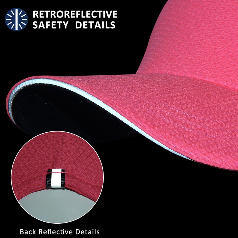 GADIEMKENSD Women's Race Day Running Hat Performance Mesh Baseball Cap - Excellent Ventilation, Lightweight, Reflective Safety Ponytail Hats for Exercise Golf Hiking Beach Workout Gym Bright Pink - Image 5