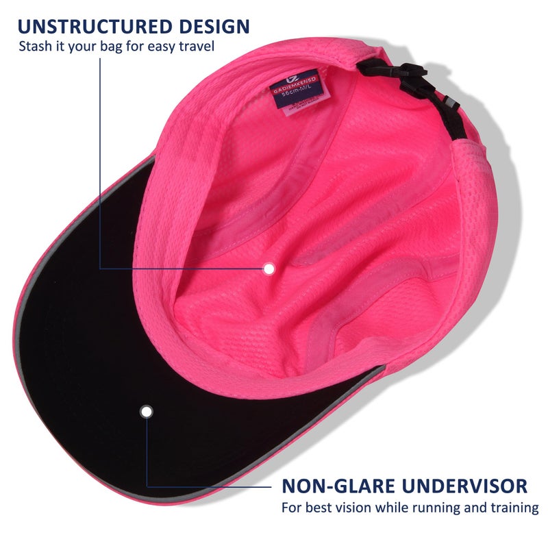 GADIEMKENSD Women's Race Day Running Hat Performance Mesh Baseball Cap - Excellent Ventilation, Lightweight, Reflective Safety Ponytail Hats for Exercise Golf Hiking Beach Workout Gym Bright Pink - Image 3