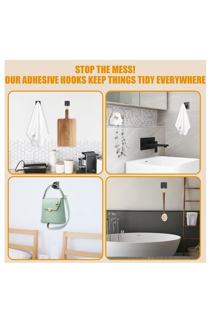 6 Pcs Adhesive Wall Hooks for Hanging,Waterproof Shower Hooks,Heavy Duty Towel Hooks for Bathrooms, Kitchens, and Offices - Image 4