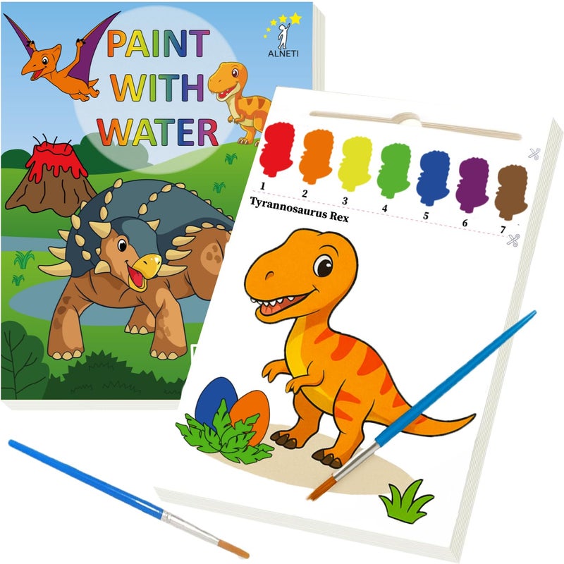 ALNETI Paint with Water Coloring Books for Toddlers Watercolor Painting Activities for Kids Ages 35 57 Dinosaur Arts and Crafts Activity Kit Dino Gifts for Boys 3 5 4 Year Old Kid Art Craft - Image 2