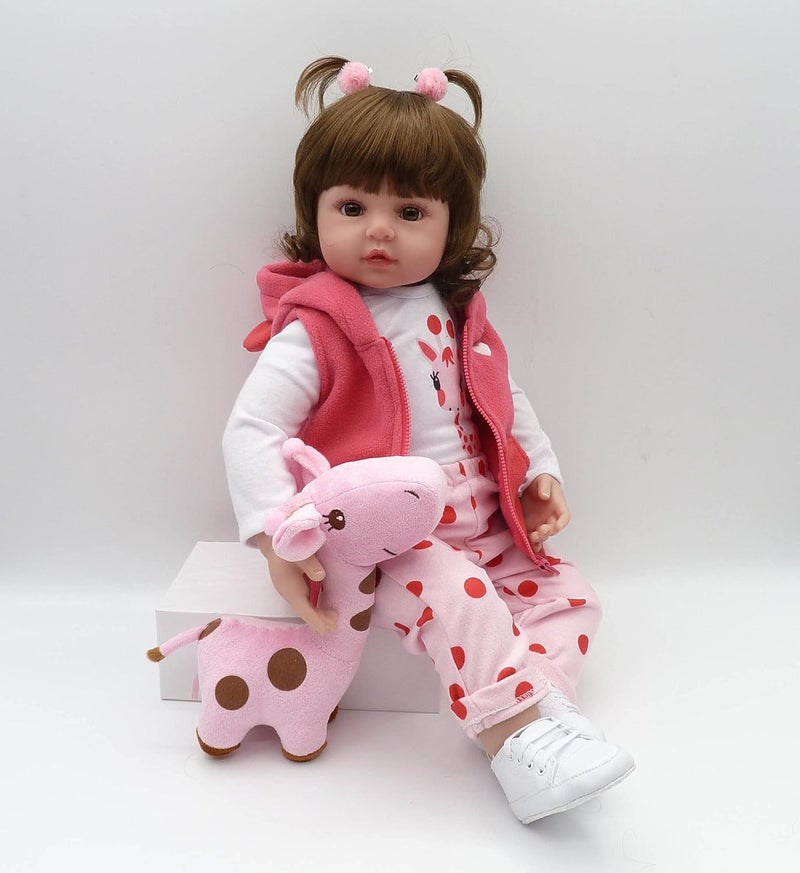 SCIENISH Reborn Baby Doll 24 inch Realistic Newborn Baby - Lifelike Weighted with Soft Silicone Girls with Plush Toy & Doll Clothes for Age 3+ (Fawn) - Image 5