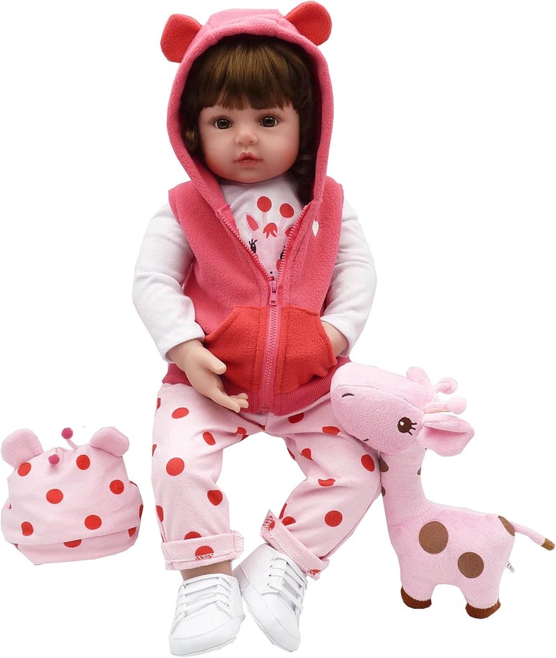 SCIENISH Reborn Baby Doll 24 inch Realistic Newborn Baby - Lifelike Weighted with Soft Silicone Girls with Plush Toy & Doll Clothes for Age 3+ (Fawn) - Image 3