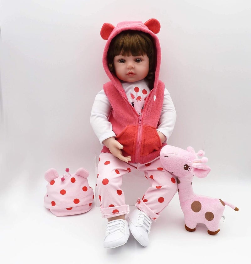 SCIENISH Reborn Baby Doll 24 inch Realistic Newborn Baby - Lifelike Weighted with Soft Silicone Girls with Plush Toy & Doll Clothes for Age 3+ (Fawn) - Image 4