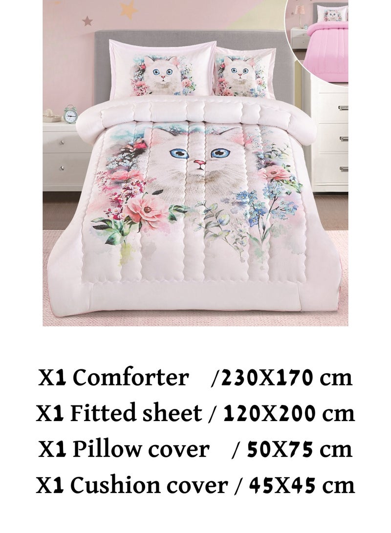 Girls 4-Piece Duvet Cover Set, Two Sides, Microfiber, 170x230 Cm - Image 2