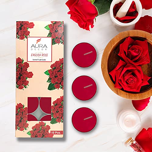 AURA DECOR AuraDecor Pack of 50 Fragrance Tealight Candles || Spa Candles || 3 Hours Burning Time (English Rose) - Image 5