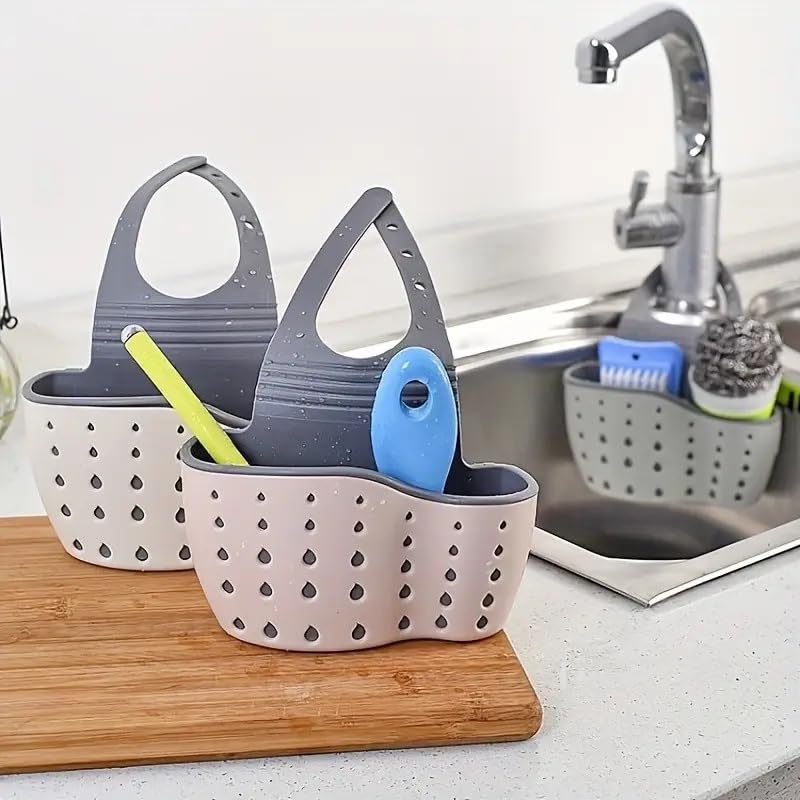 iDream Silicone Sink Soap Sponge Holder – Adjustable Strap, Water-Draining Design, Durable & Flexible, Fits Any Faucet – Ideal for Kitchen & Bathroom Organization (Pack of 2) - Image 1