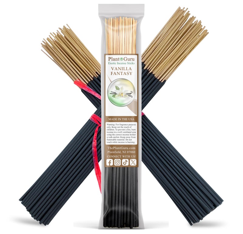 Plant Guru Vanilla Fantasy Incense Sticks 11 1 Bundle 85 to 100 Sticks Smooth and Clean Long Burn Time 45 to 60 Minutes