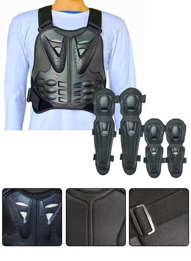 DUNISO 5 Pcs Motorcycle Armbor Protection Jacket，Adjustable Motorcycle Armor with Reflective Stripe,Removable Motocross Spine Chest Protective Jacket Gear with Chest Back Spine Armor and Knee Elbow Protection Pad，for Motocross Cycling Skateboarding,XL,Black - Image 1