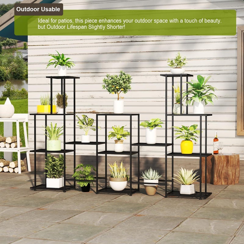 Twhep Tall Multi Tier Plant Stand, 13 Tiers Multifunctional Plant Stands for Indoor Plants, Decorative Black Steel Plant Shelf for outdoor Patio Garden Balcony and Yard - Image 5
