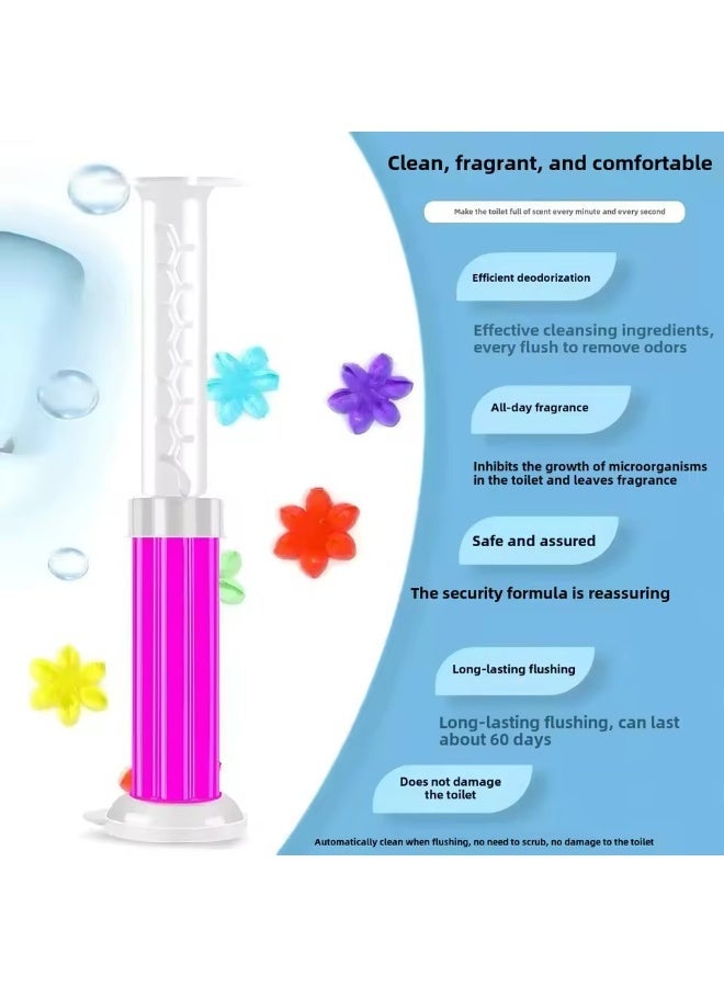 Powerful Toilet Gel Cleaner Lemon Scent, 14 Gel Flowers, Stain and Odor Removal, Deep Clean Lasts Up to 50 Rinses - Image 3