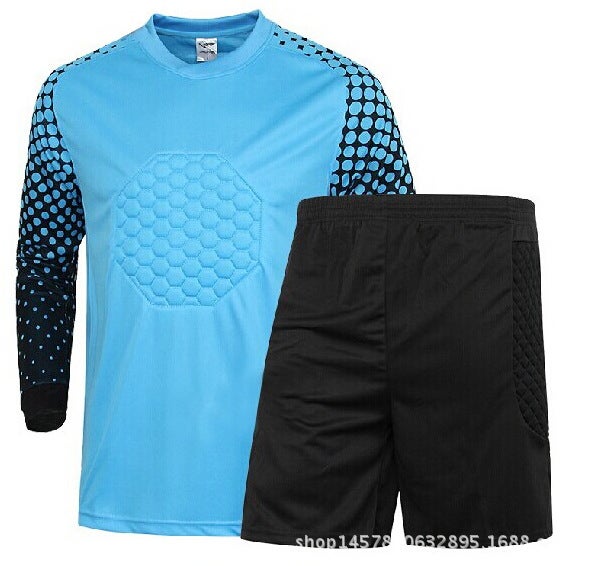 Generic Authentic Goalkeeper Suit Adult Child Thickened Sponge Protection Blue Top Shorts