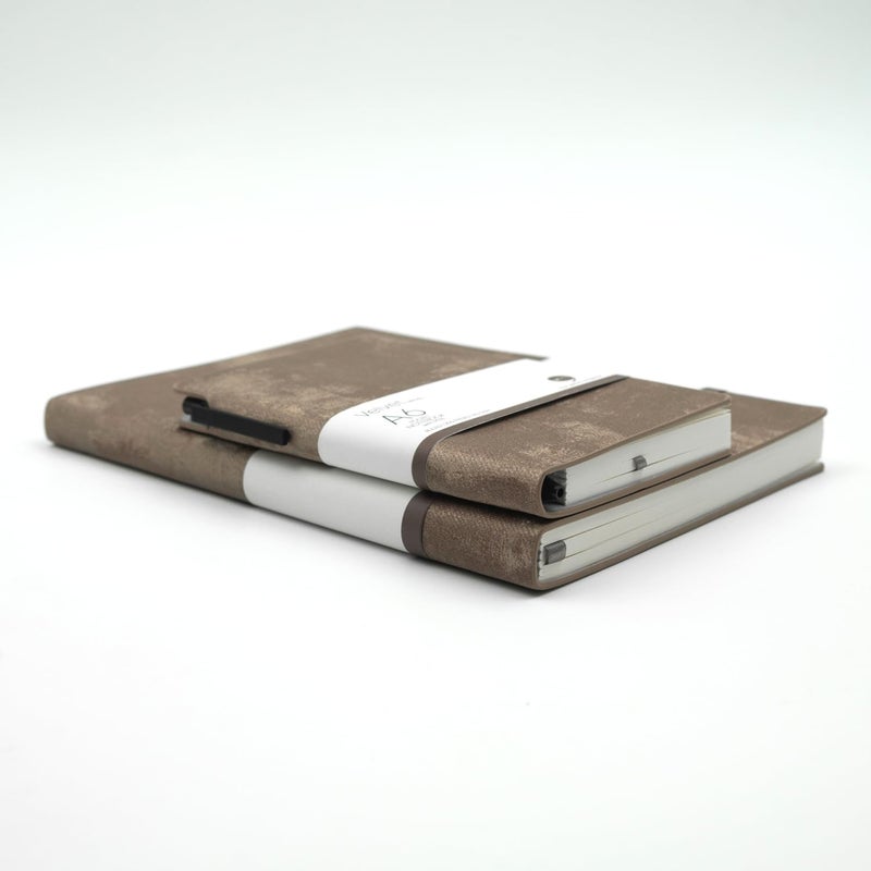 COMMA | Velvet Series | A5 & A6 Size with Pen | Flexible Bound Notebook | 200 Pages | 100gsm Natural Shade Paper | Velvet PU Cover with Edge Colour | Combo – (Brown + Brown) - Image 2
