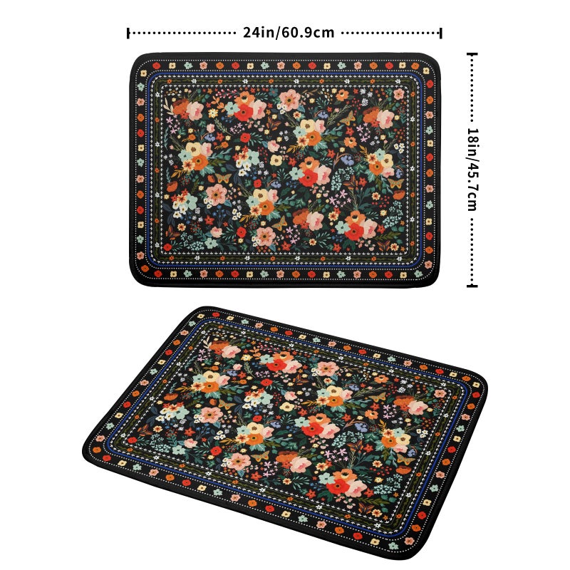 Giwawa Floral Microfiber Dish Drying Mat Large Absorbent Dish Drainer Rack Pad for Kitchen Counter - Image 2