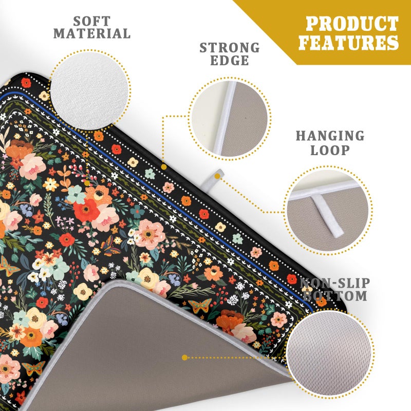 Giwawa Floral Microfiber Dish Drying Mat Large Absorbent Dish Drainer Rack Pad for Kitchen Counter - Image 4