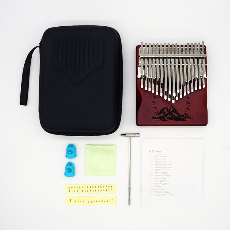 Generic 34-Key Thumb Piano Retro Kalimba Portable Instrument 34-tone thumb harp mountain and river style 
