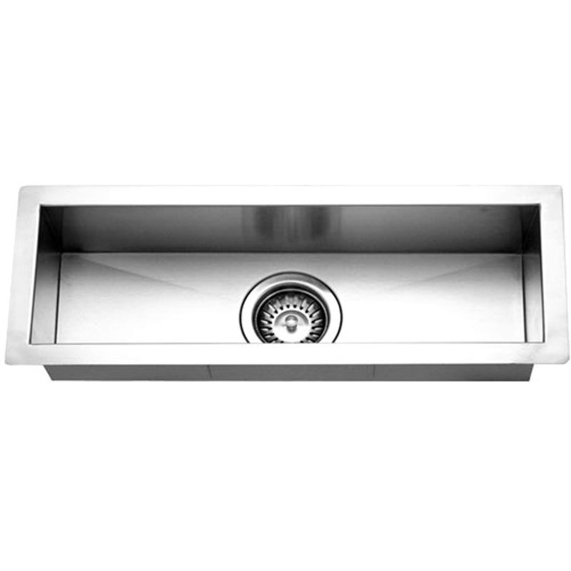 Houzer Contempo Trough Stainless Steel Kitchen Bar Sink 23 Inch Undermount with Strainer Grid Durable Versatile Essential for Home and Apartment CTB2385