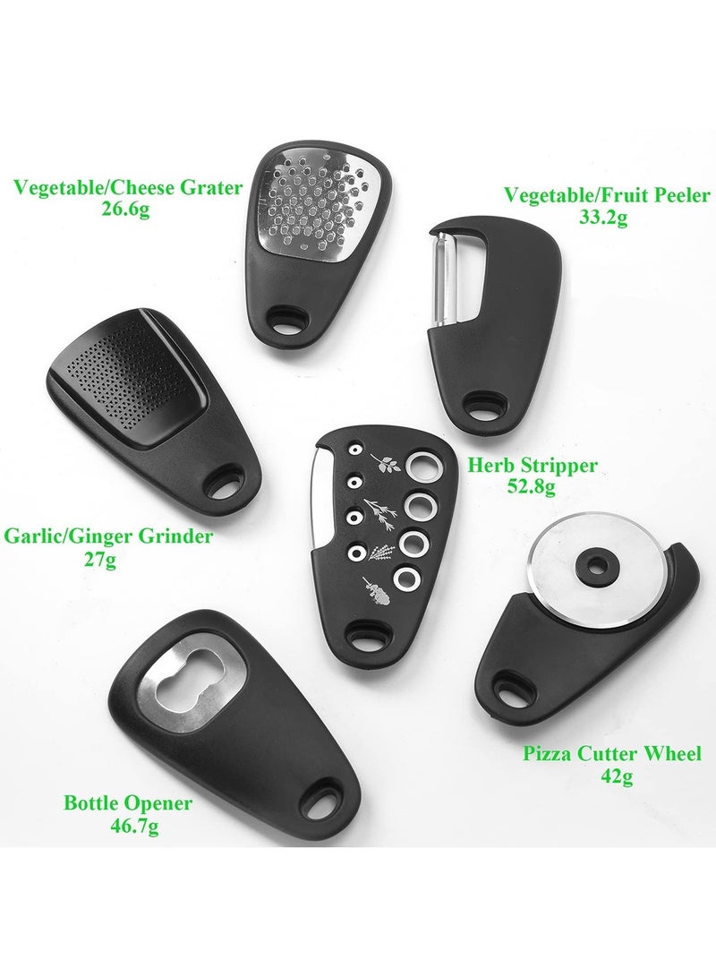 Mmmon Kitchen Gadgets Set 6 Pcs, Space Saving Cooking Tools Kitchen Accessories-Garlic/Ginger Grinder, Cheese Grater, Vegetable/Fruit Peeler, Pizza Cutter, Herb Stripper, Bottle Opener, Gadgets Gift Set - Image 3