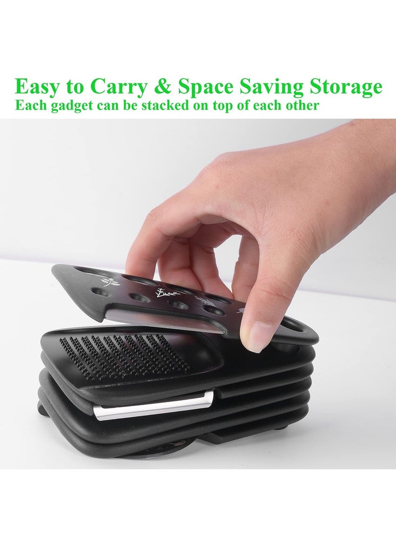 Mmmon Kitchen Gadgets Set 6 Pcs, Space Saving Cooking Tools Kitchen Accessories-Garlic/Ginger Grinder, Cheese Grater, Vegetable/Fruit Peeler, Pizza Cutter, Herb Stripper, Bottle Opener, Gadgets Gift Set - Image 4