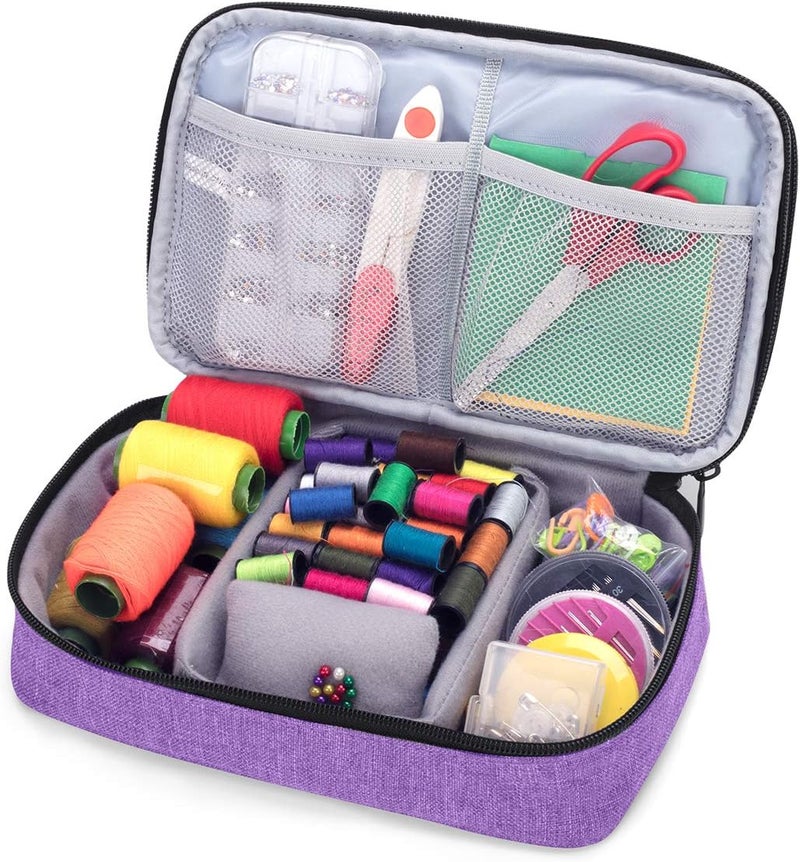 LUXJA Sewing Accessories Organizer, Double-Layer Sewing Supplies Organizer for Needles, Scissors, Measuring Tape, Thread and Other Sewing Tools (NO Accessories Included), Purple - Image 3