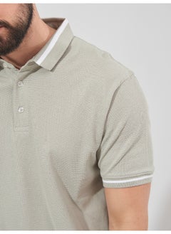 Maniac Mens Solid Polo Neck Half Sleeve Lite Grey Cotton Slim Fit T-Shirt  - Image 4