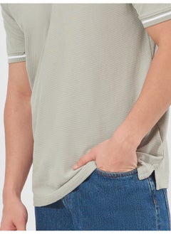 Maniac Mens Solid Polo Neck Half Sleeve Lite Grey Cotton Slim Fit T-Shirt  - Image 5