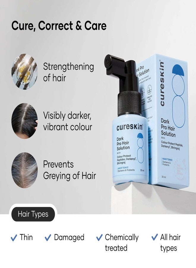 Cureskin سيروم كيورسكين المضاد للشيب | يعكس ويحد من ظهور الشيب | محلول دارك برو لتغميق الشعر الطبيعي، 30 مل (عبوة واحدة) - Image 4