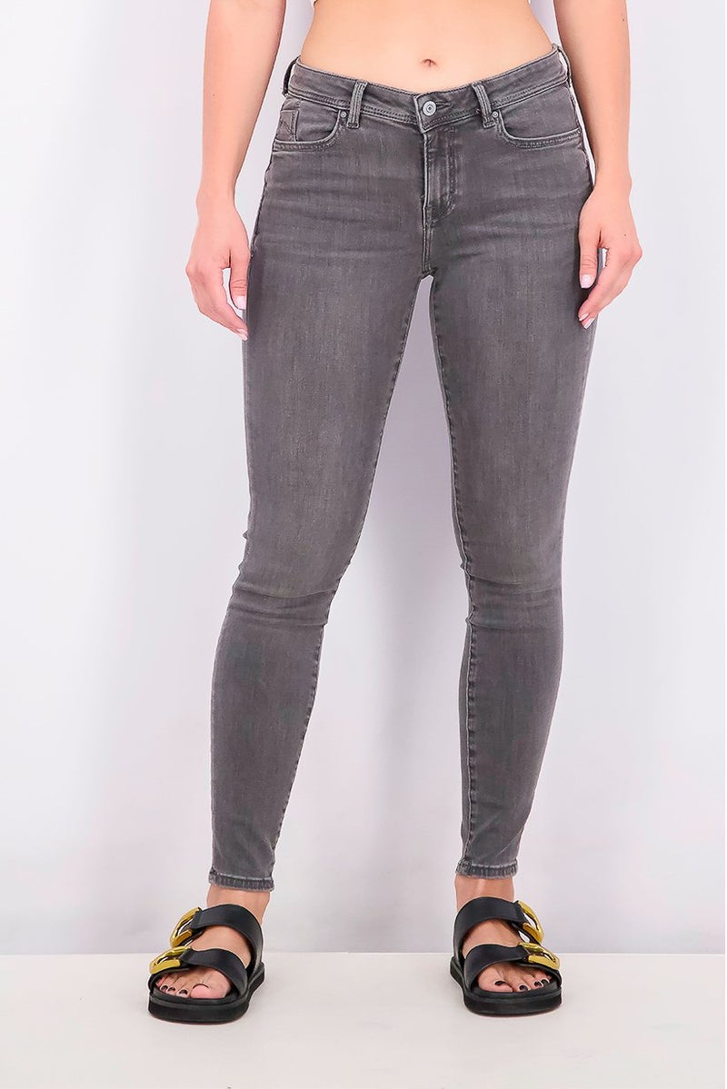 EDC Women Low Waist Skinny Fit Jeans, Grey Wash - Image 1