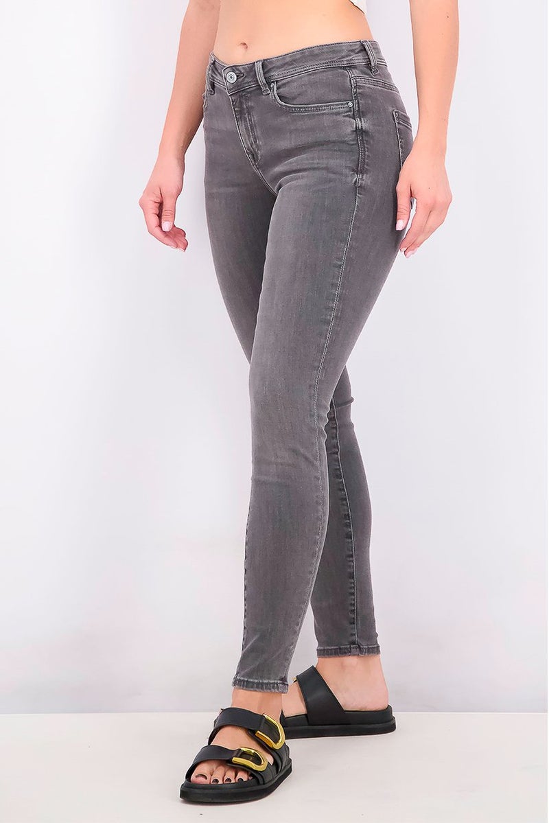EDC Women Low Waist Skinny Fit Jeans, Grey Wash - Image 3