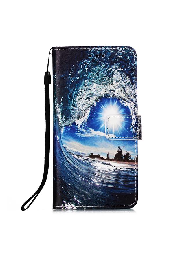 اس-توب جراب لهاتف Samsung Galaxy S22 5G بنمط رسم ملون من الجلد المنسوج البسيط مع حامل وفتحة بطاقة ومحفظة وحبل - Image 2