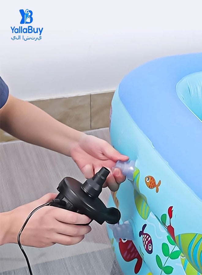 YallaBuy Electric Air Mattress Pump With 3 Nozzles, Portable Quick Inflate & Deflate Air Pump for Camping, Air Beds, Boats and Inflatables - Image 2