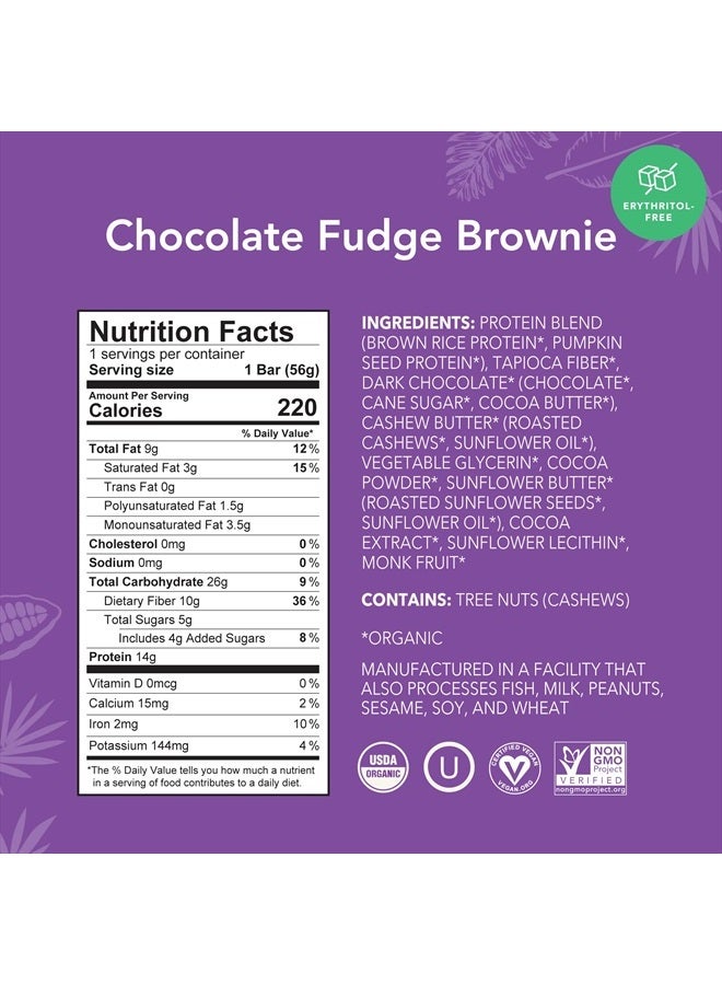 ALOHA Organic Plant-Based Protein Bars Chocolate Fudge Brownie Vegan, Gluten-Free, Paleo, Low-Carb, Non-GMO, Soy-Free, 12 Count  - Image 2