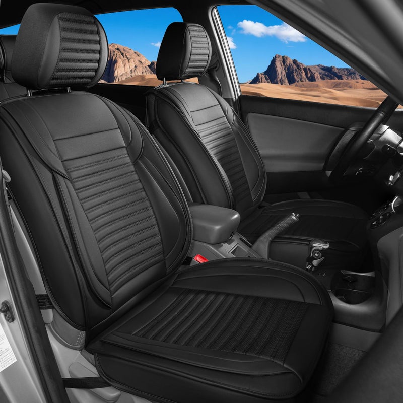 LINGVIDO Car Seat Covers Breathable and Waterproof Faux Leather Automotive Seat Covers for Cars SUV Truck SedanUniversal AntiSlip Driver Seat Cover with Backrest Front Seat Black