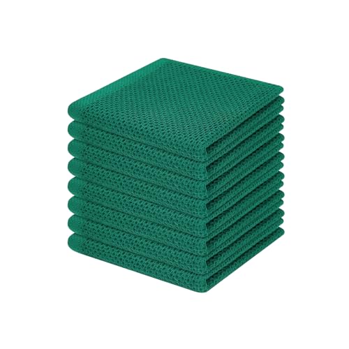 Homaxy 100 Cotton Waffle Weave Kitchen Dish Cloths Ultra Soft Absorbent Quick Drying Dish Towels 12 x 12 Inches 8Pack Dark Green - Image 1