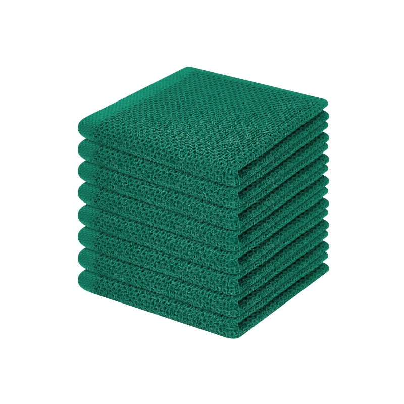 Homaxy 100 Cotton Waffle Weave Kitchen Dish Cloths Ultra Soft Absorbent Quick Drying Dish Towels 12 x 12 Inches 8Pack Dark Green - Image 2