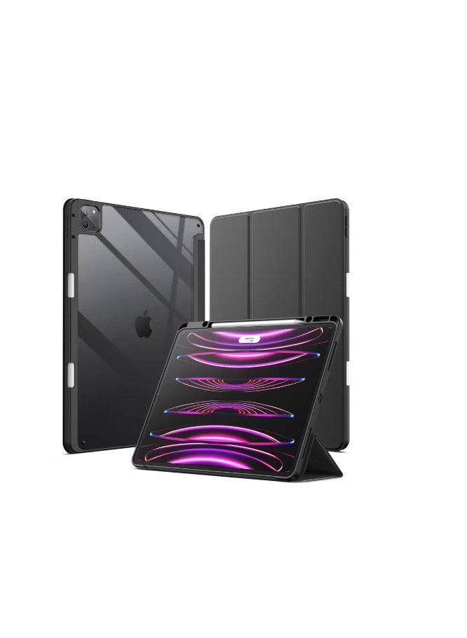 Case for iPad iPad Air 13 Inch Case M2 2024/iPad Pro 12.9 6th/5th/4th Generation 2022/2021/2020 with Pencil Holder, Clear Transparent Back Shell Slim Stand Shockproof Tablet Cover, Auto Wake/Sleep (Black) - Image 1