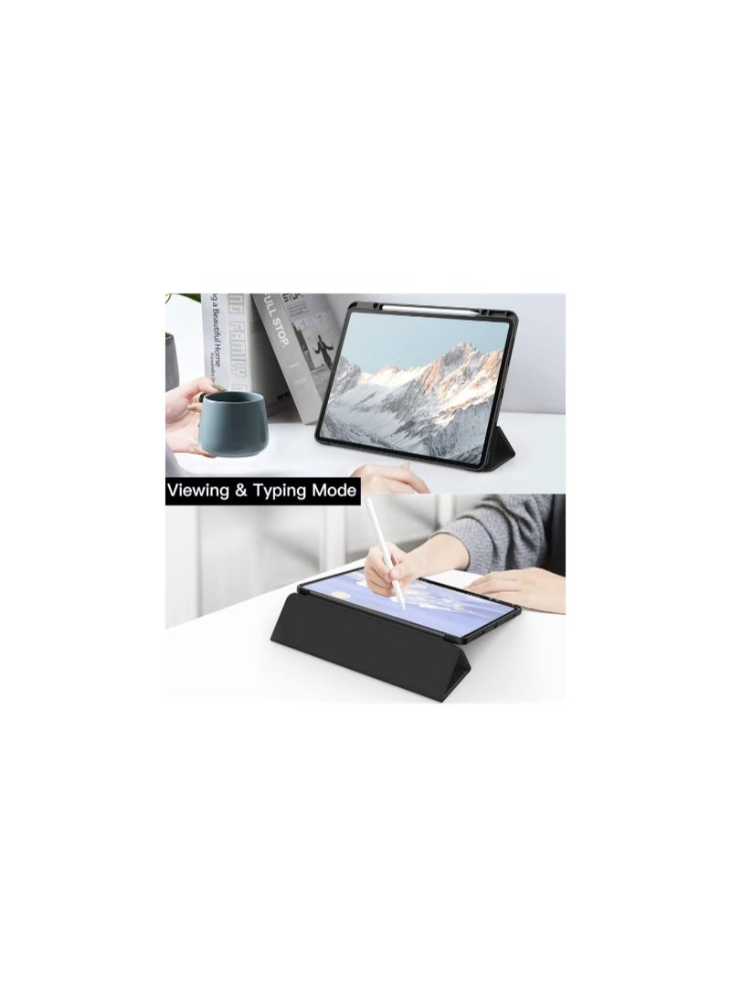 Case for iPad iPad Air 13 Inch Case M2 2024/iPad Pro 12.9 6th/5th/4th Generation 2022/2021/2020 with Pencil Holder, Clear Transparent Back Shell Slim Stand Shockproof Tablet Cover, Auto Wake/Sleep (Black) - Image 2