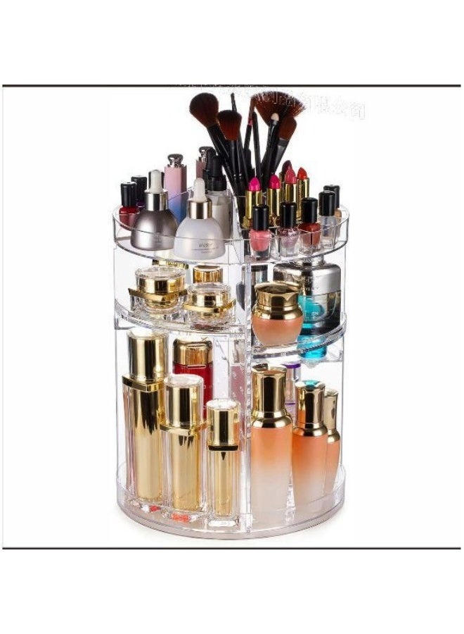 Showay Makeup Organizer, 360 Degree Rotating Adjustable Cosmetic Storage Display Case with 8 Layers Large Capacity, Fits Jewelry,Makeup Brushes, Lipsticks and More, Clear Transparent - Image 1