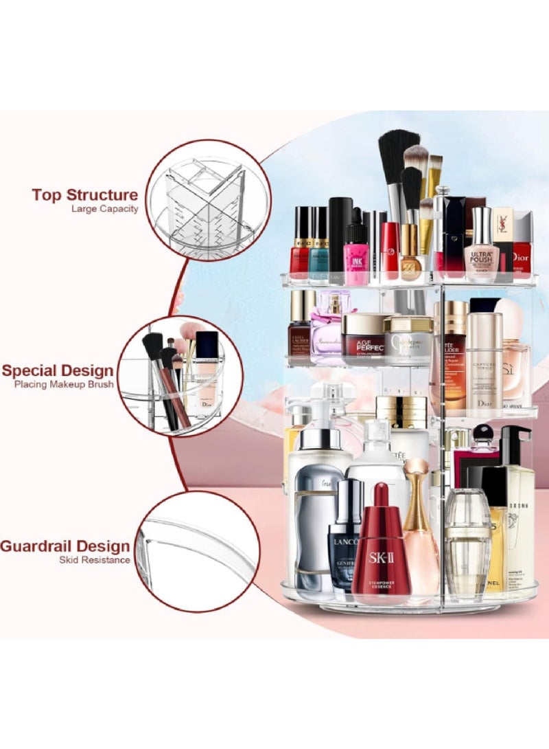 Showay Makeup Organizer, 360 Degree Rotating Adjustable Cosmetic Storage Display Case with 8 Layers Large Capacity, Fits Jewelry,Makeup Brushes, Lipsticks and More, Clear Transparent - Image 2