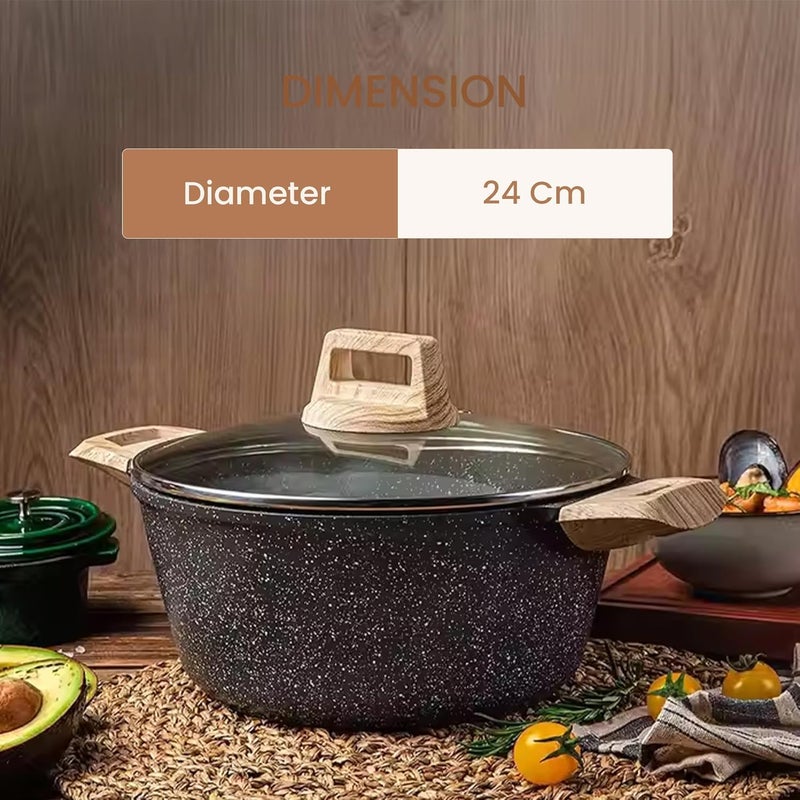 Home Essentials Homeessential Maifan Sauce Pot & Biryani Handi With Glass Lid | 1.5 Liter Non-Stick Saucepan For Soup, Milk & Curry | Induction & Gas Compatible | Healthy Cooking Cookware (Black) - Image 4