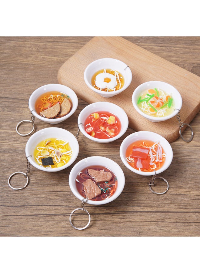 إسكدنيا Simulation Food Model Handmade Lamen Noodles Bowl Noodles Keychain Pendant Fun Food Play School Bag Hanging Doll Machine Toy-Color:Ham Fish Plate-Dimensions:6.5cm Diameter - Image 5