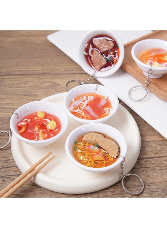 إسكدنيا Simulation Food Model Handmade Lamen Noodles Bowl Noodles Keychain Pendant Fun Food Play School Bag Hanging Doll Machine Toy-Color:Ham Fish Plate-Dimensions:6.5cm Diameter - Image 3