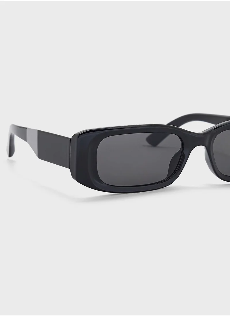 جينجر Chunky Arm Rectangular Len Sunglasses