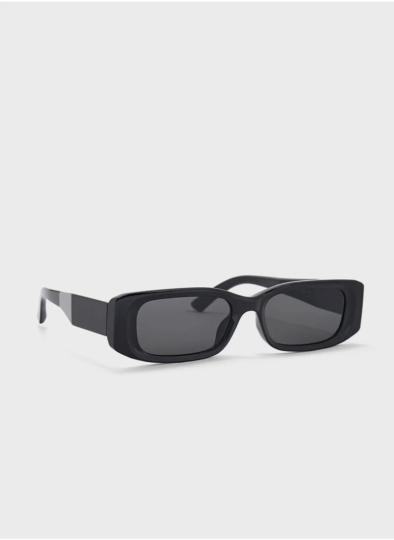 جينجر Chunky Arm Rectangular Len Sunglasses