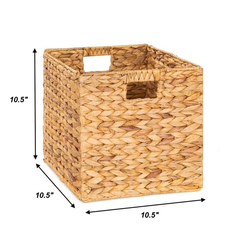 M4DECOR 10.5 x 10.5in Wicker Storage Baskets for Shelves, Water Hyacinth Storage Baskets, Woven Baskets for Storage, Wicker Storage Basket for Bedroom, Living Room (6 Packs 10.5x10.5in) - Image 2