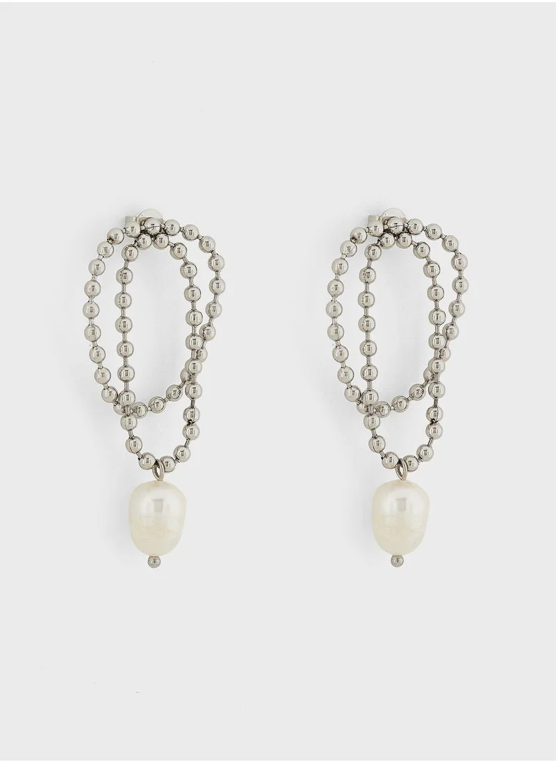 Lady Mauve Lana Beaded Pearl Dangle Earrings