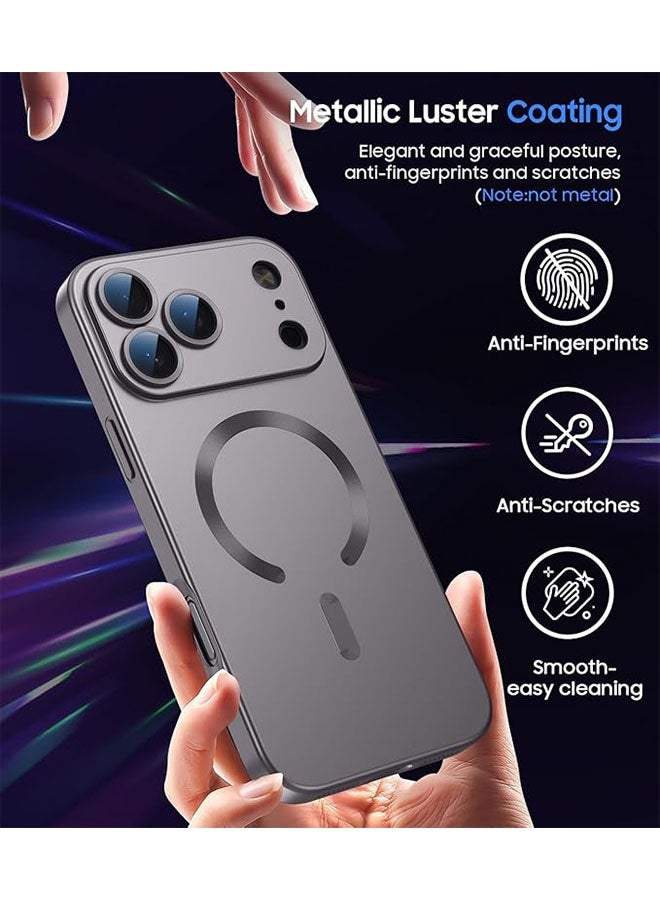 Magnetic Case for iPhone 17 Pro Max, [MagSafe Compatible][Built-in Camera Lens Protector][Light Slim] Soft Silicone Bumper Shockproof Metallic Luster Phone Case for iPhone 17 Pro Max 6.9 inch, Grey - Image 5